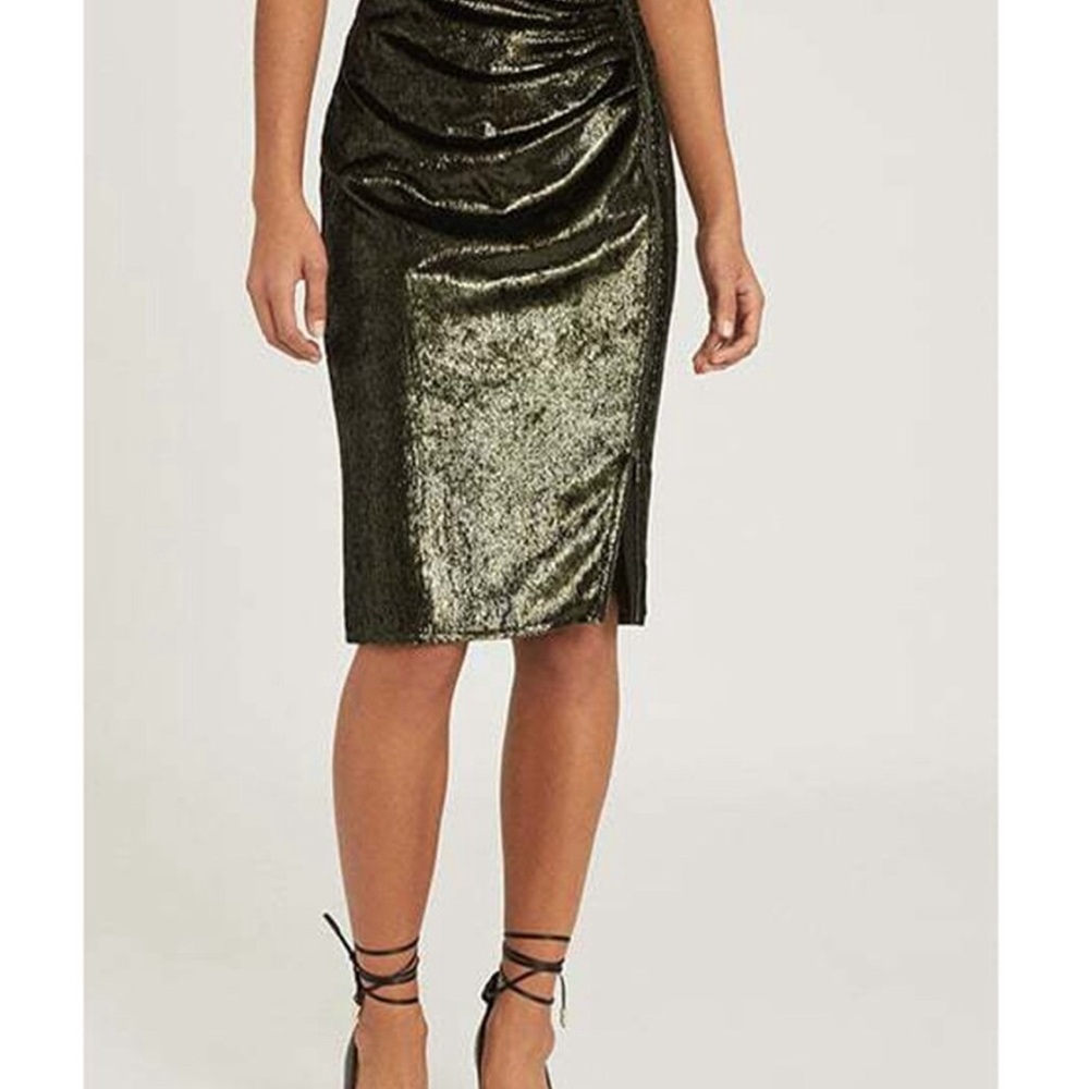 Reiss Leena Metálic Green Skirt